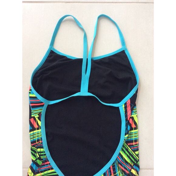Adidas Swimwear One Piece Swimsuit Multicolor Print Open Back - Picture 5 of 7
